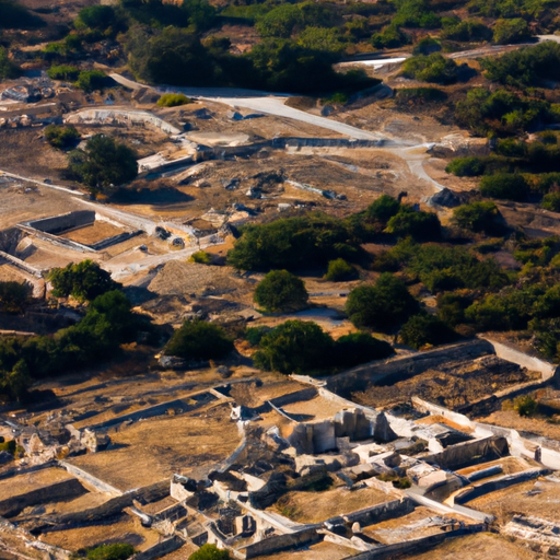 מבט אווירי של האתרים הארכיאולוגיים בפאפוס.